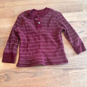 Cherokee Boys Burgundy Stripe Thermal Henley Shirt Size 18 Months